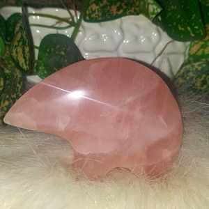 Pink Rose Quartz Crystal  Healing Zuni Bear